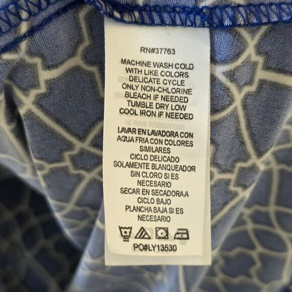 Laundry by Shelli Segal Blue Geometric Shirt Dress Belted Women Size 10 Classic - Picture 12 of 13